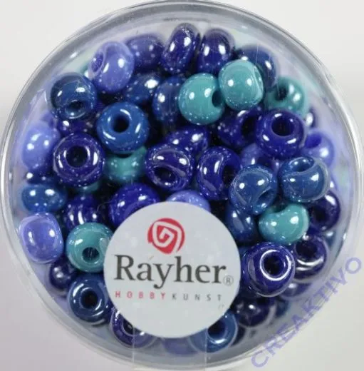 Rayher Glas Gro�lochradl opak 6mm blau-t�rkis T�ne