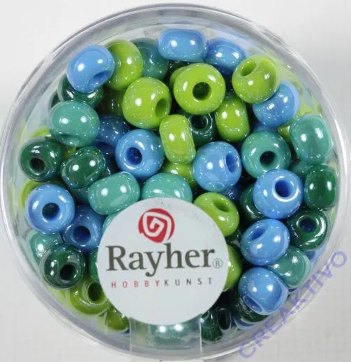 Rayher Glas Gro�lochradl opak 6mm gr�n-blau T�ne