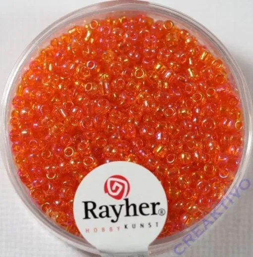 Rocailles 2 mm � transp. gel�stert orange