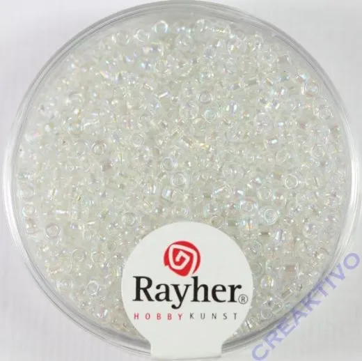 Rocailles 2 mm � transp. gel�stert silber
