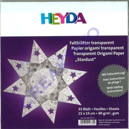 Faltbl�tter transparent 15x15 cm Stardust silber