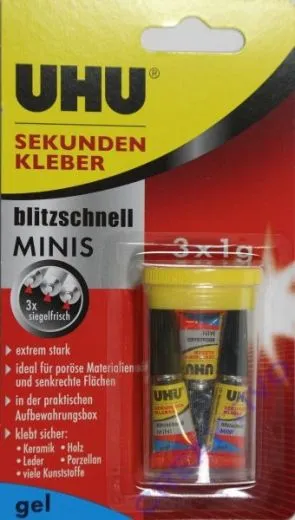 UHU Sekundenkleber gel 3x1g
