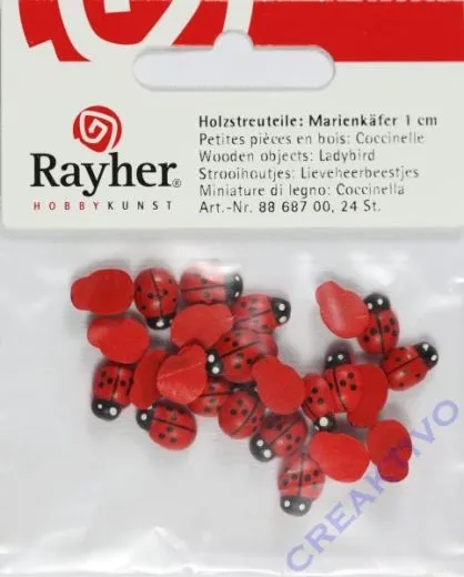 Holzstreuteile Marienk�fer 1cm 24 St�ck