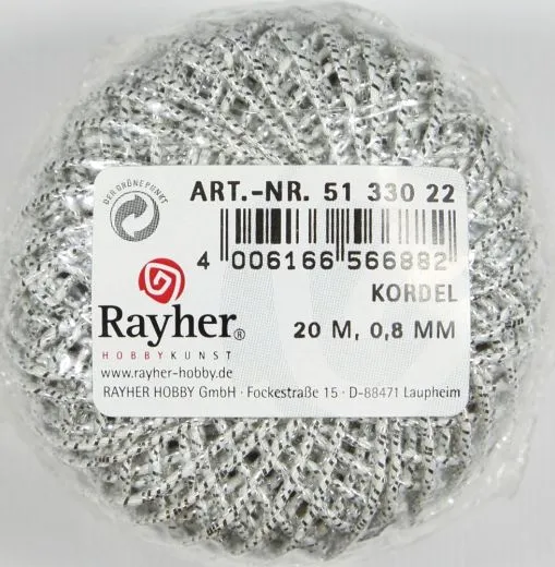 Kordel 0,8mm 20m silber