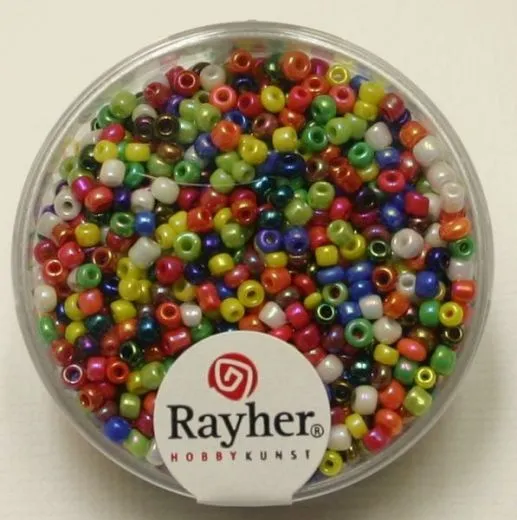 Rocailles 2 mm � opak gel�stert gemischt