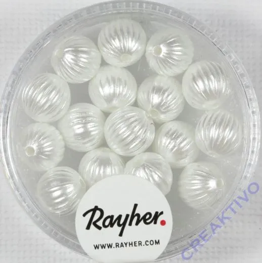 Rayher Rillenperlen 8mm wei� (Restbestand)