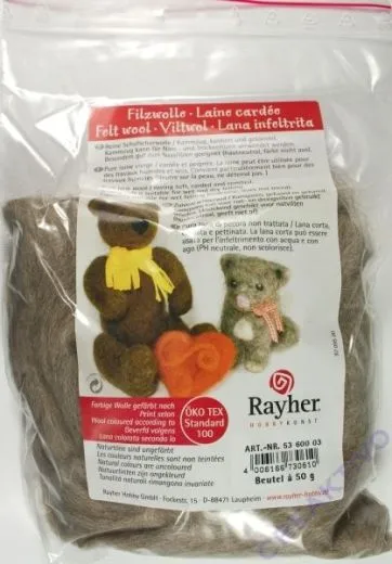 Reine Schurwolle Kammzug Beutel 50g beige