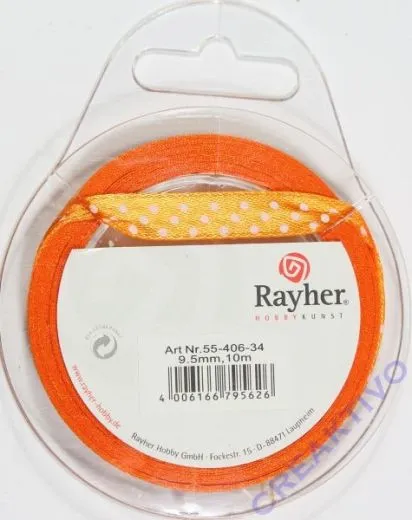 Rayher Satinband mit Punkten 9,5mm orange