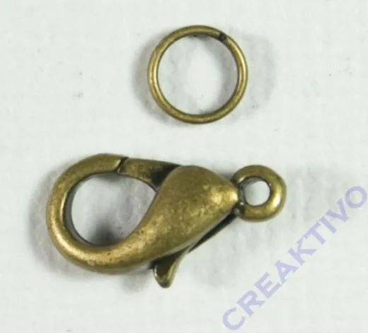 Karabiner mit Spaltring altmessing