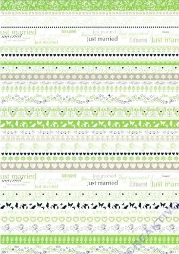 Bastelkarton Just married Bord�re Gr�n (Restbestand)