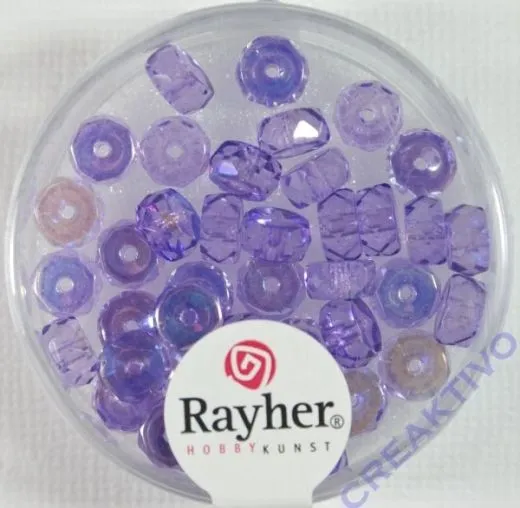 Glas-Schliffperlen, Radl 6x3 mm irisierend flieder