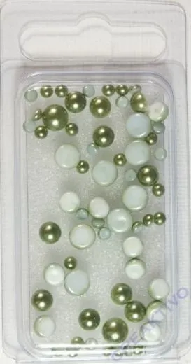 Glas-Halbperlen 3+5+6mm Gr�n
