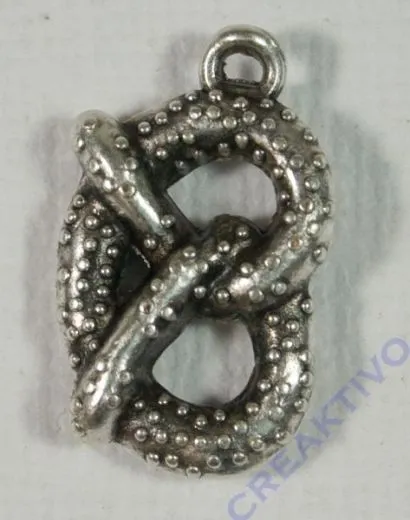 Rockstars Metall-Anh�nger: Brezel, altsilber, 1,7cm, �se 1mm �