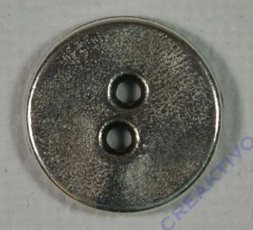 Rockstars Metall-Zierelement: Knopf, 1,4cm �, altsilber, L�cher 1,5mm �
