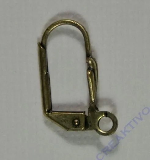 Ohrhaken - Brisur mit Blatt altmessing