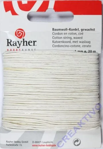 Baumwoll-Kordel gewachst 20m wei�