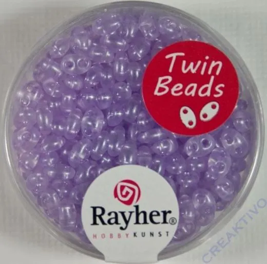 Twin-Rocailles mit Doppelloch 2,5x5mm m. Perlschimmer, orchidee