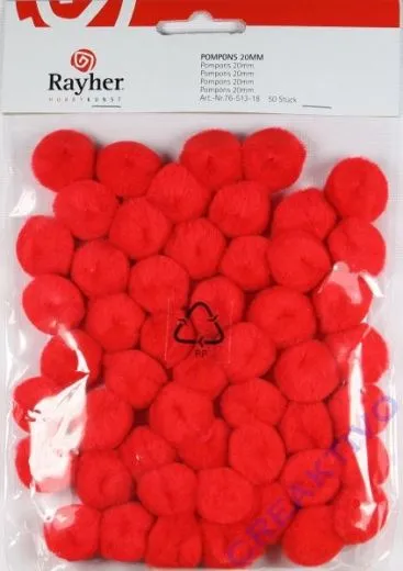 Pompons 20mm 50 St�ck rot