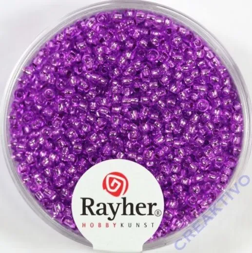 Rocailles 2 mm � mit Silbereinzug flieder