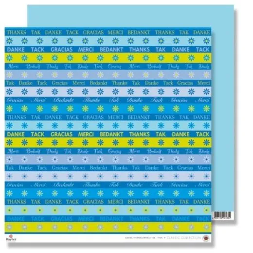 Scrapbooking Papier Karen Marie Klip - Danke babyblau