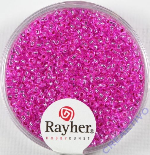 Rocailles 2 mm ø mit Silbereinzug pink