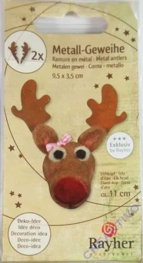 Rayher Metall-Geweihe 9,5x3,5cm rost 2 Paar (Restbestand)