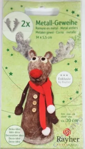 Rayher Metall-Geweihe 14x5,5cm silber 2 Paar (Restbestand)
