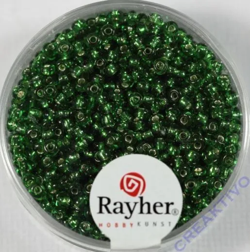 Rocailles 2 mm � mit Silbereinzug gr�n