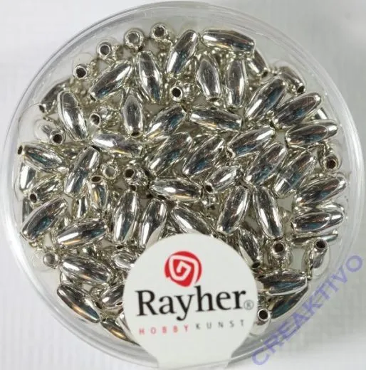 Plastik Oliven 6x3 mm silber