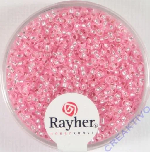 Rocailles 2 mm � mit Silbereinzug ros�