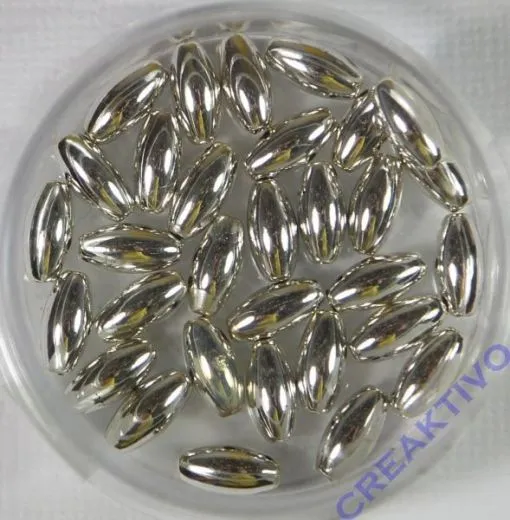 Metallic-Oliven 8x4mm 20 St�ck silberf.