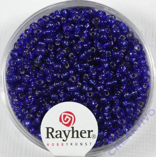 Rocailles 2 mm  mit Silbereinzug dunkelblau