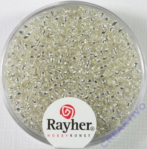 Rocailles 2 mm ø mit Silbereinzug silber
