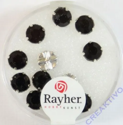 Glas-Strasssteine schwarz12St 6,4mm