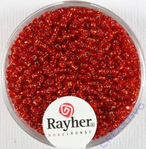 Rocailles 2 mm � mit Silbereinzug rot
