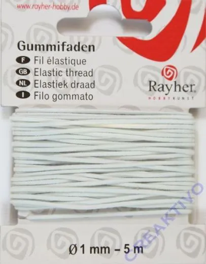 Rayher Gummifaden 1mm 5m wei�