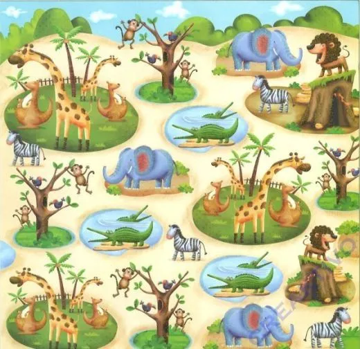 Premium Glitter Scrapbook paper Zoo 186