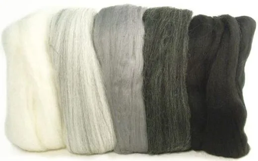 Merino-Kammzug superfein schwarz-wei�-grau-T�ne