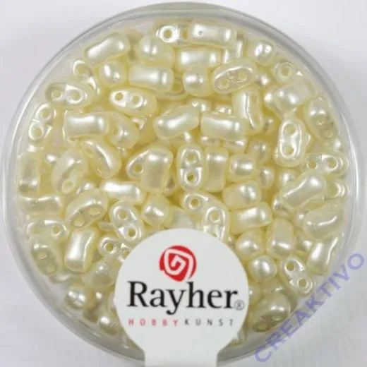 Doppelloch-Rocailles verwachst 3x5mm elfenbein