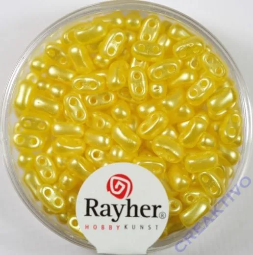 Doppelloch-Rocailles verwachst 3x5mm sonnengelb