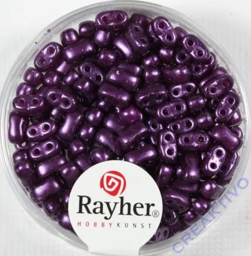 Doppelloch-Rocailles verwachst 3x5mm violett