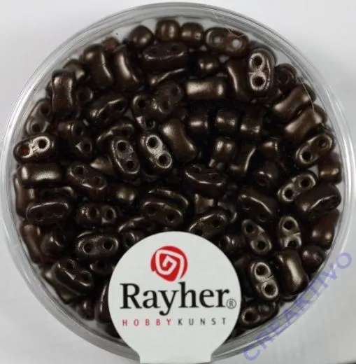 Doppelloch-Rocailles verwachst 3x5mm dunkelbraun