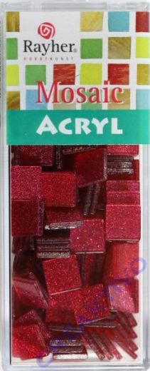 Acryl-Mosaik, 1x1 cm, Glitter, bordeaux