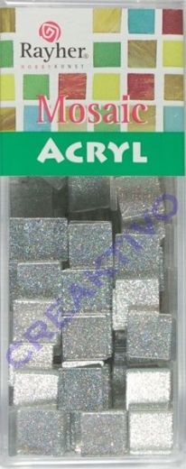 Acryl-Mosaik, 1x1 cm, Glitter, silver shadow