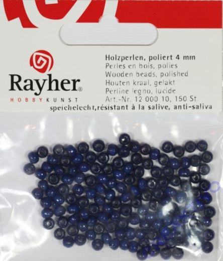 Rayher Holzperlen, poliert 4mm 150St dunkelblau