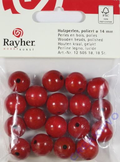 Rayher Holzperlen FSC, poliert 14mm 18St rot
