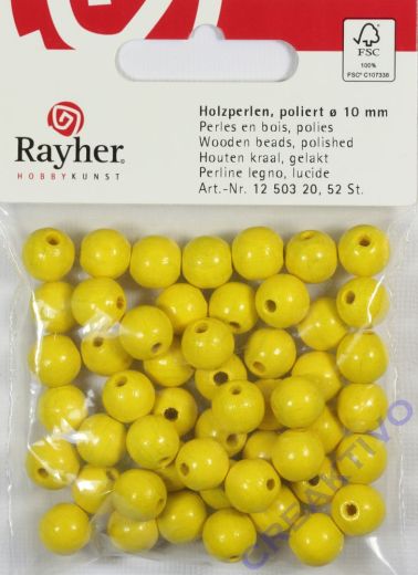 Rayher Holzperlen FSC, poliert 10mm 52St gelb