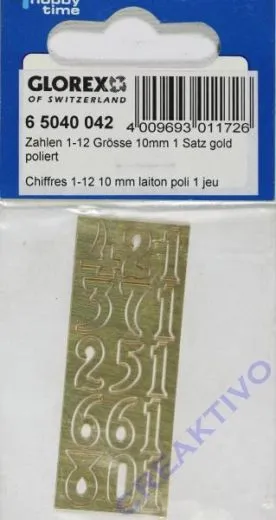 Zahlen 1-12 Gr��e 10mm 1 Satz goldf. poliert