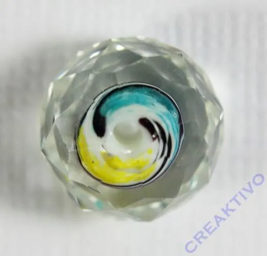 Glasschliffperle Briolette 12mm t�rkis gelb ton