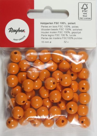 Rayher Holzperlen, poliert 10mm 52St orange